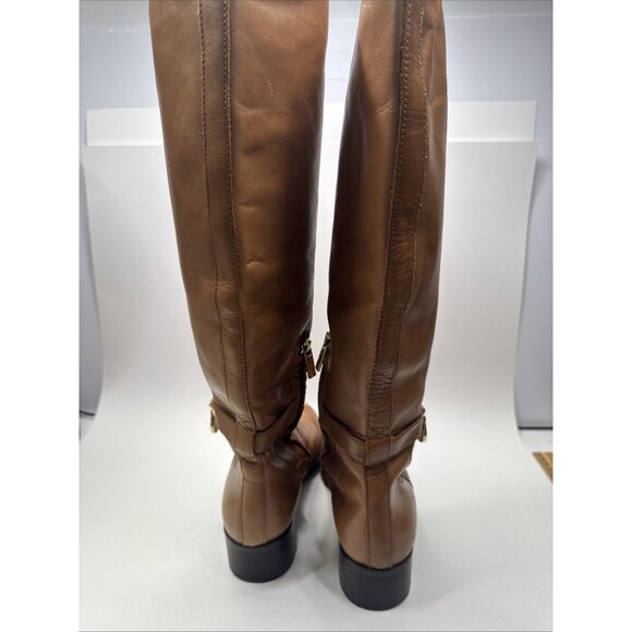 MICHAEL KORS sz 8 Camel Brown Leather Mid-Calf Leather Riding Boots MK charm - Picture 5 of 10